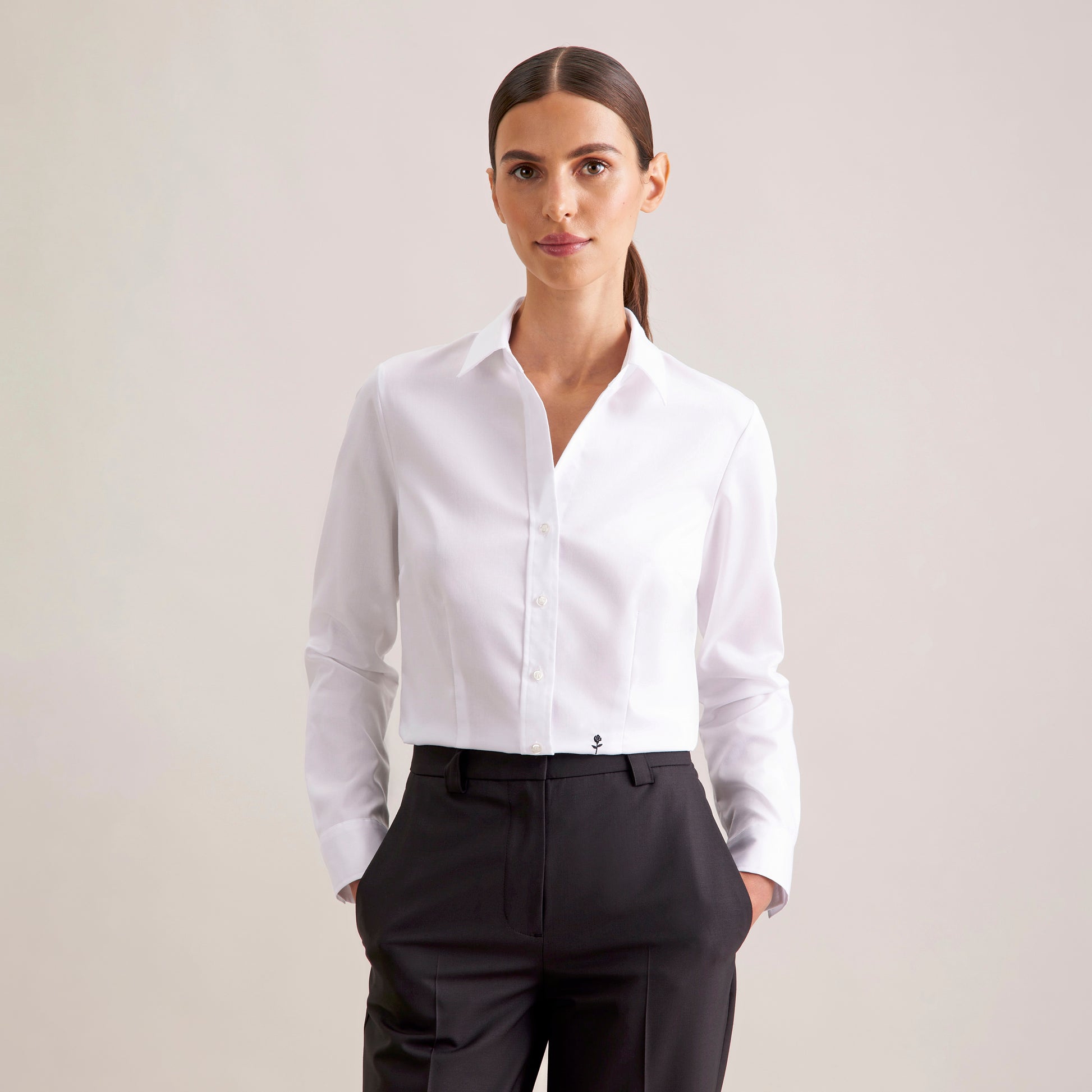 Seidensticker Damen Slim Fit Bluse Fine Twill Long Sleeve